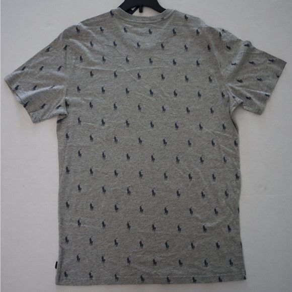 Polo Ralph Lauren PL88RL Men's Sz M Gray Allover Pony Print 100% Cotton T Shirt - Picture 2 of 5
